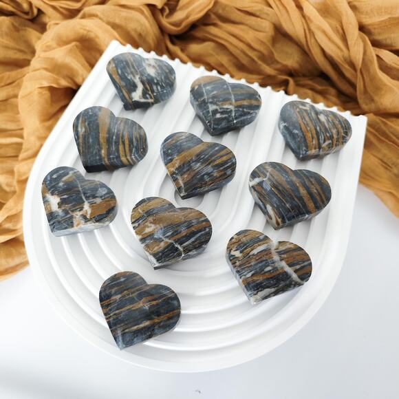 Brazilian Blue Zebra Jasper Heart Crystal Carving - Picture 5 of 10